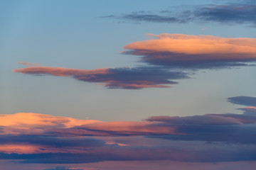 Stratocumulus stratiformis clouds at evening twilight