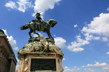 Fototapeta na wymiar Monument to Eugene of Savoy near the Royal Palace of Budapest in Hungary