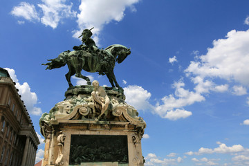 Obraz premium Monument to Eugene of Savoy near the Royal Palace of Budapest in Hungary