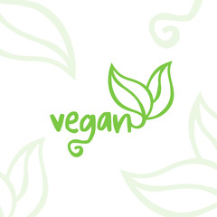 Vegan food logo icon. Vegetarian logotype label. Vector illustration.