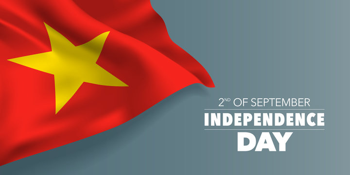 Vietnam happy independence day greeting card, banner with template text vector illustration