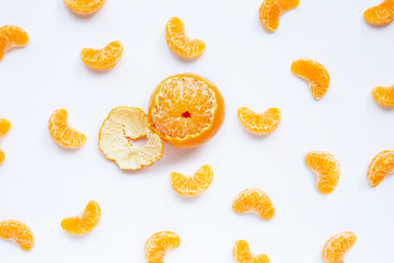 Mandarin segments, Fresh orange isolated on white