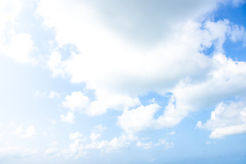 Nature Bright blue Sky with white clouds on blackground. Beautiful sky and clouds in the afternoon.