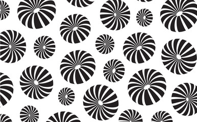 3d donuts flowers black and white graphic