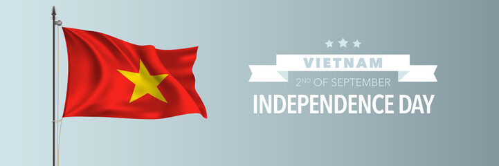 Vietnam happy independence day greeting card, banner vector illustration