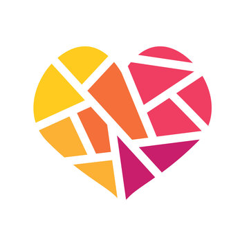 colorful geometric heart icon- vector illustration