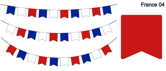 Fototapeta na wymiar フランスの国旗のガーラーンド　ベクターデータ（bunting garland）