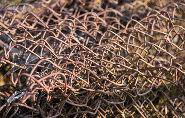 Texture of old rusty wire mesh