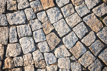 Cobblestone pavement in the city