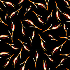 black background seamless pattern tulip