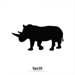Fototapeta na wymiar Rhinoceros silhouette.Vector illustration.Eps10