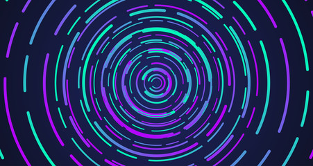 Colorful neon circle dashed lines, vector illustration