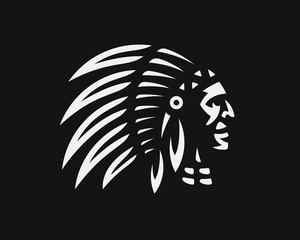 American Indian logo. Indian emblem design editable for your business. Vector illustration.