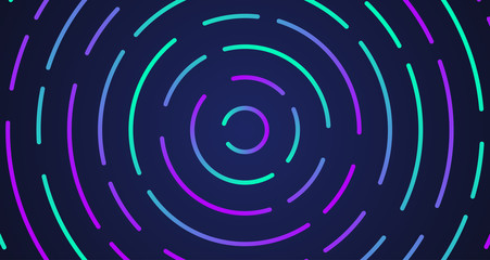 Colorful neon circle dashed lines, vector illustration