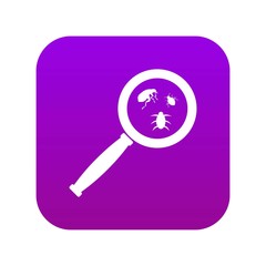 Magnifier and insects icon digital purple for any design isolated on white vector illustration