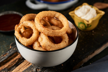 calamares a la romana, fried battered squid rings.