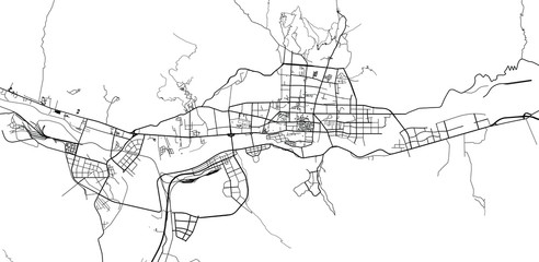 Urban vector city map of Lhasa, China