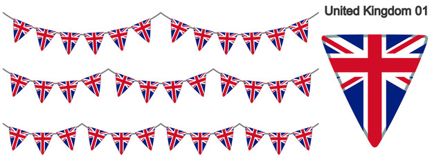 Obraz premium イギリスの国旗のガーラーンド ベクターデータ（bunting garland）