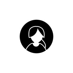 Glyph female avatar icon. Woman symbol. Simple vector design