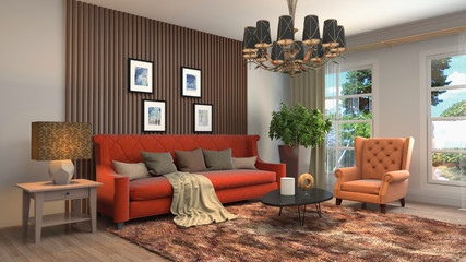 Interior of the living room. 3D illustration