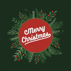 merry Christmas wishes background card flat design card in festive holidays pattern