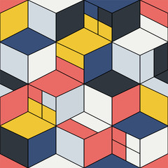 Creative seamless geometric pattern - repeatable colorful design. Vibrant stylish mosaic cubes texture.