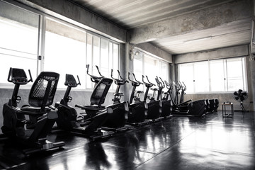 Cardio machine in modern fitness equipment.