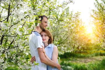 Young couple in the garden