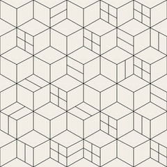 Vector seamless geometric simple pattern - grid cubes texture. Decorative creative contemporary background