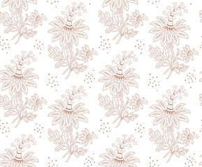 Modern fabric design pattern. Floral pattern for your design. Vector illustration. Modern seamless pattern for interior decoration, wrapping paper, graphic design and textile. Background.