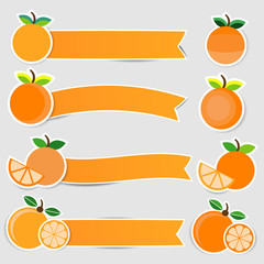 Cute orange fruit stickers with ribbon