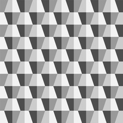 Creative seamless polygonal 3d pattern - repeatable geometric design. White and grey texture. Abstract trendy background