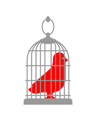 Bird in cage isolated. Symbol of bondage. vector illustration