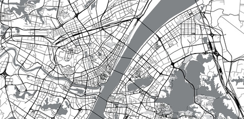 Urban vector city map of Wuhan, China