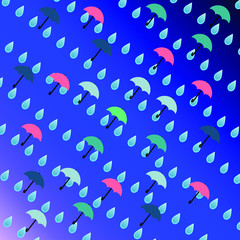 Umbrella and  water drop vector pattern graphic design 