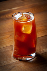glass of cola with ice and coffee