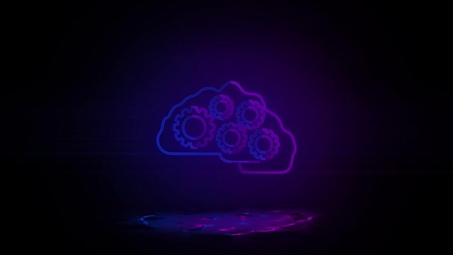 brain and gears in neon effect mp4 video on dark background