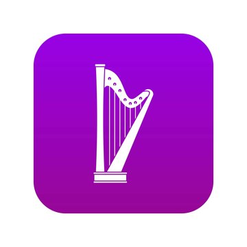 Harp icon digital purple for any design isolated on white vector illustration