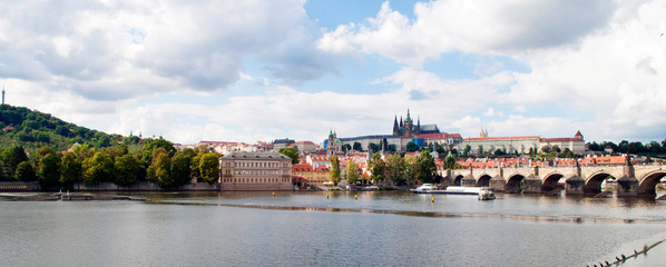 View of Castle and Charles bridge in Prague Czech Republic