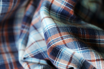 Closeup di una camicia a quadri, texture, background, macro shirt