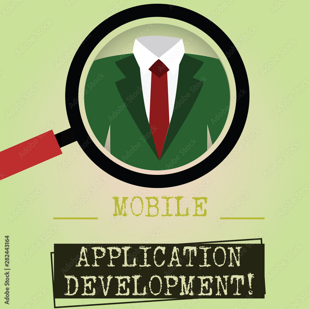 Poster writing note showing mobile application development. business photo showcasing writing software for 