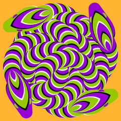 Ball of the coiling snakes. Motion illusion.