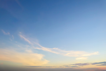 Fototapeta premium Dramatic panorama view of buautiful form of soft white clouds and summer morning blue sky for meteorology forcast background.
