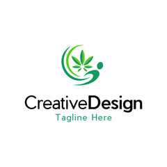 Fototapeta premium Human Marijuana Care Creative Abstract Logo Design Template