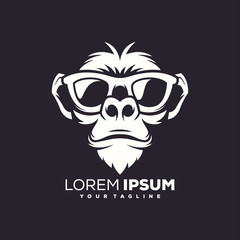 awesome cool monkey logo design - obrazy, fototapety, plakaty