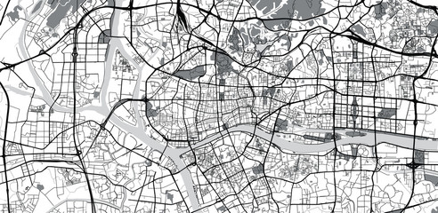 Urban vector city map of Guangzhou, China