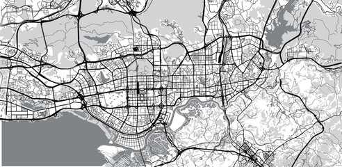Urban vector city map of Shenzhen, China