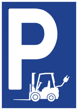 spr113 SignParkRaum - german - Parkplatz: Parken f&uuml;r Elektrostapler erlaubt (electric forklift truck) Schild - A2 A3 A4 Poster - g8312