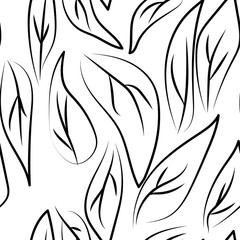 Leaves on a white background. Seamless pattern. Vector illustration.