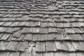 Old wooden roof which are arranged horizontally